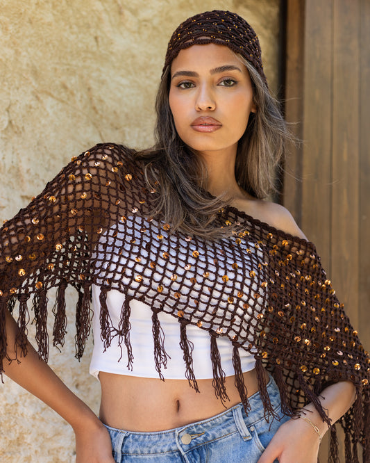 Sequins crochet cape