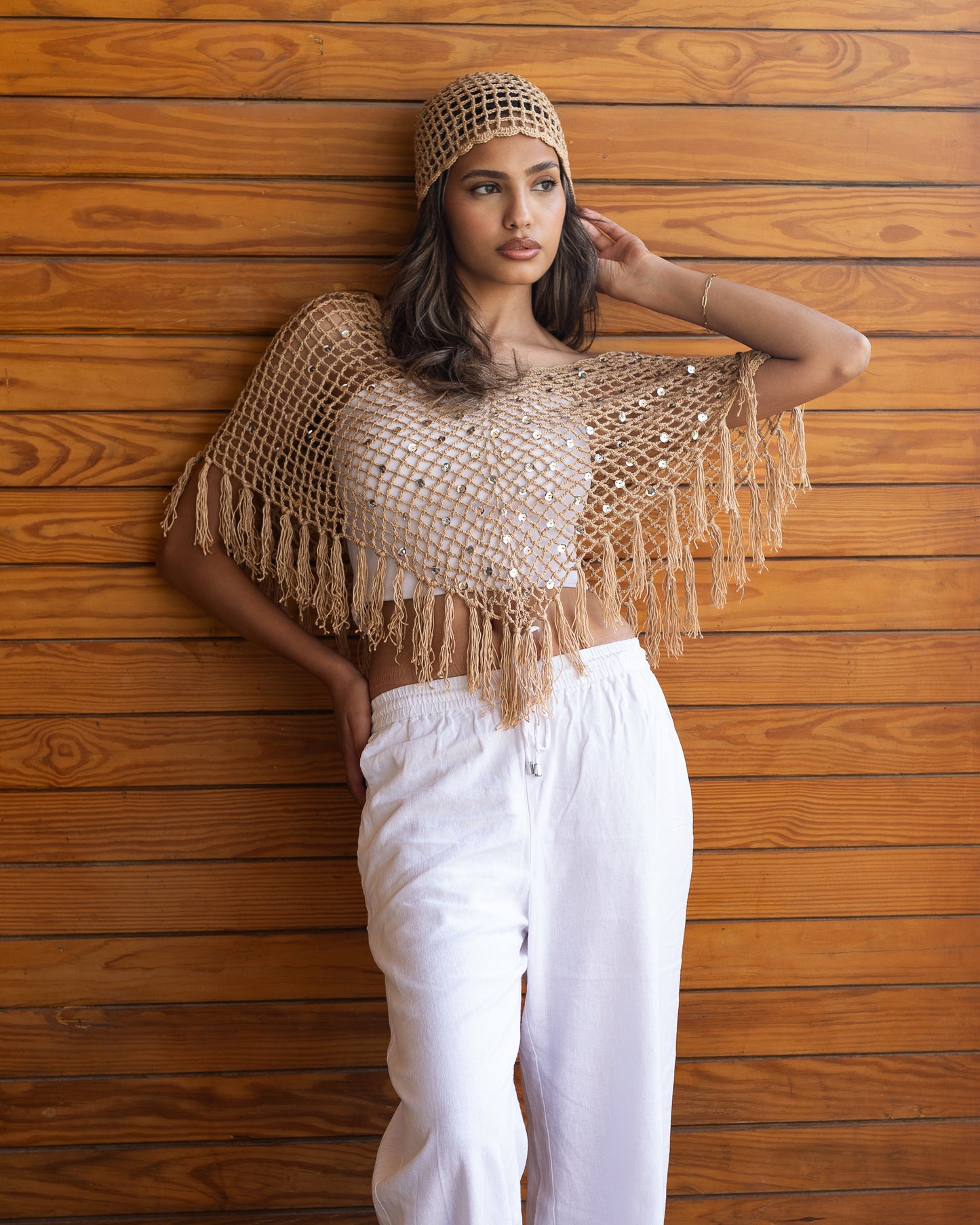 Sequins crochet cape